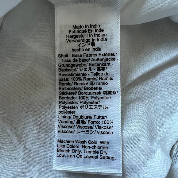 J Crew Embroidered Midi Dress In Ramie Tall 8 White Sheer Boho Cottage - Picture 11 of 13